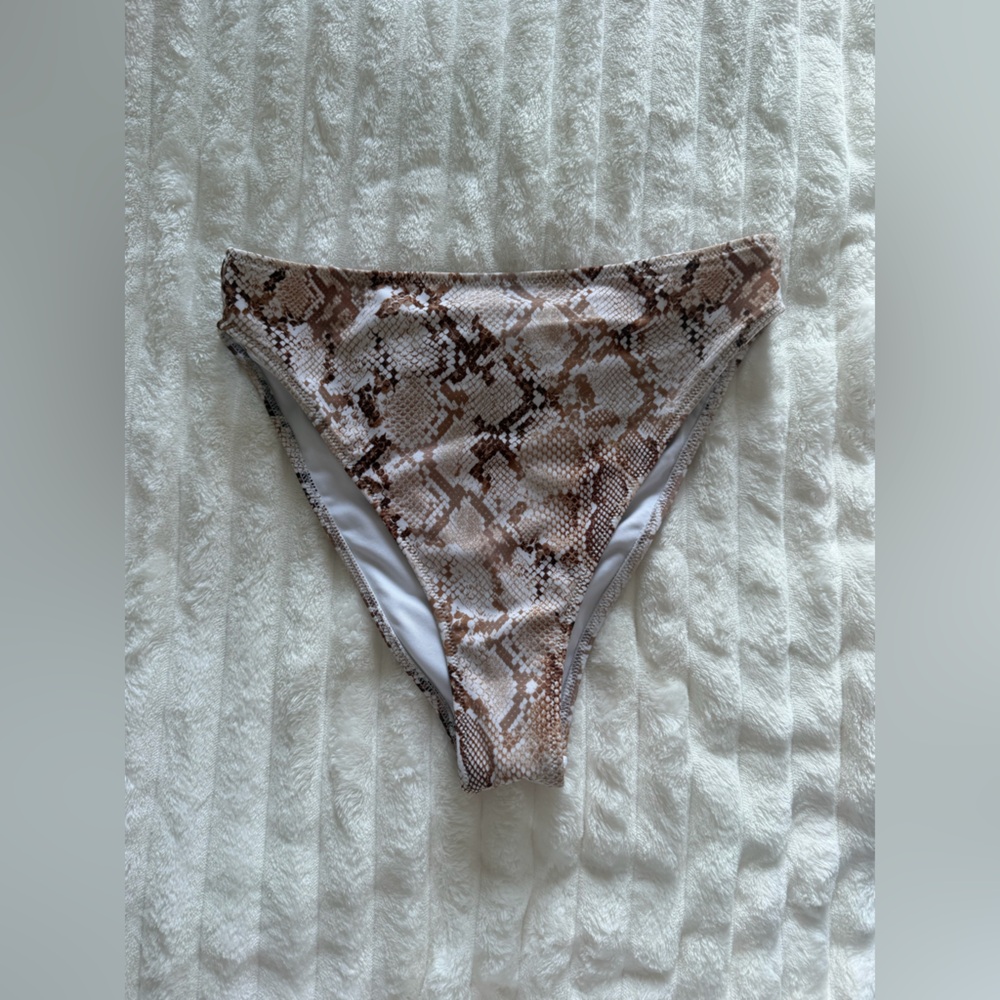 Shade & Shore Snake Print Bikini Bottom - Brown and Cream
